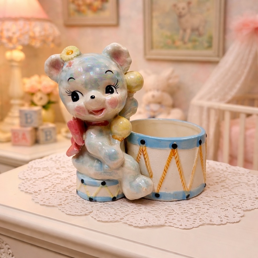 Vintage Shafford Japan Ceramic Bear Planter / Brush Holder